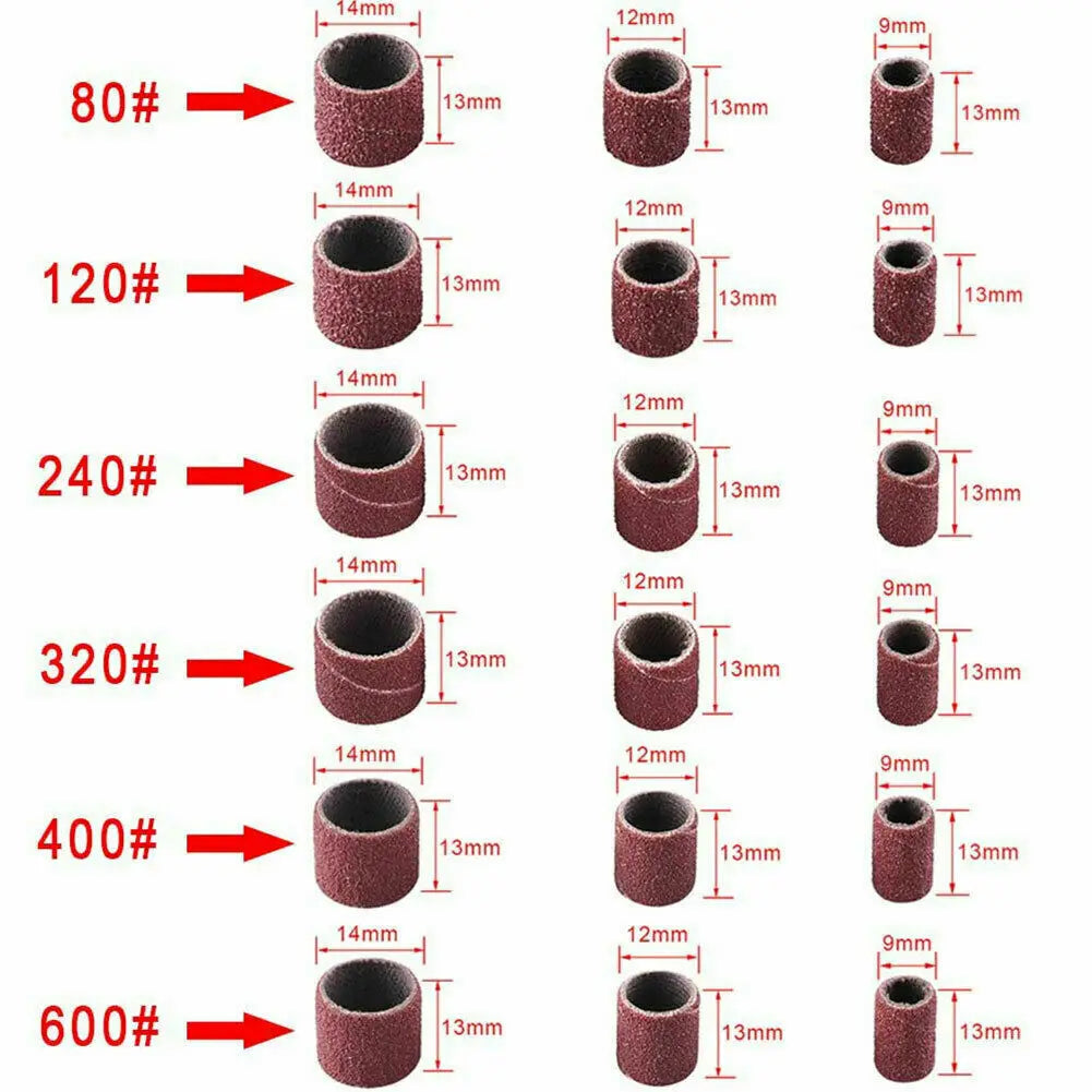 384-teiliges Trommel-Schleifset, Schleifpapierrolle für Nagelbohrer, Dremel-Set, Zubehör, Drehwerkzeug-Set, Hülsenkörnung, Dorn 