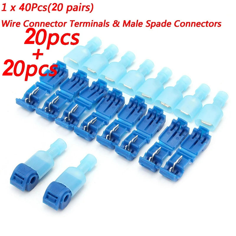 20pcs/40Pcs Quick Electrical Cable Connectors Snap Splice Lock Wire Terminals Crimp electric motorcycles  ham radio - ToolFlx