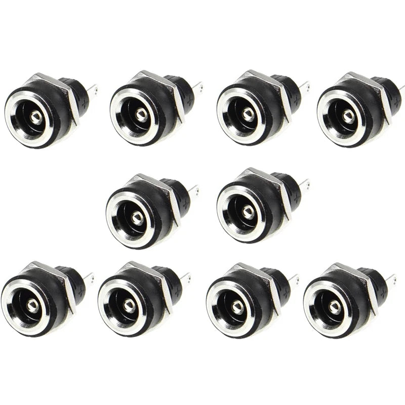 10 STÜCKE DC Stromanschluss pin 2,5x5,5mm Buchse + Stecker Buchse Adapter PCB Mount DIY Adapter Stecker 5,5x2,5 