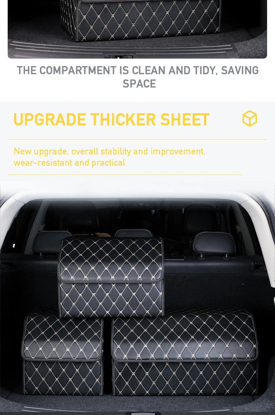 Car Trunk Organizer Storage Box PU Leather Auto Organizers Bag Folding Trunk Storage Pockets for Vehicle Sedan SUV Accessories