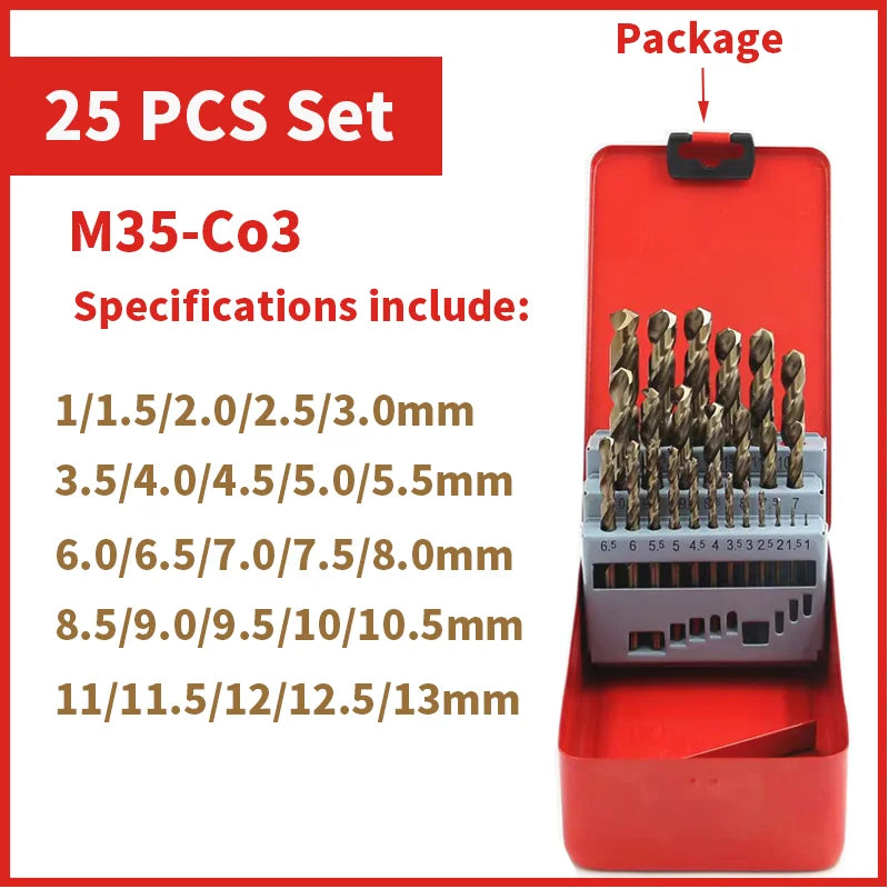 Cobalt High Speed Steel Twist Drill Bit M35 Stainless Steel Tool Set Of Drills Accessories For Metal Stainless Steel Drilling