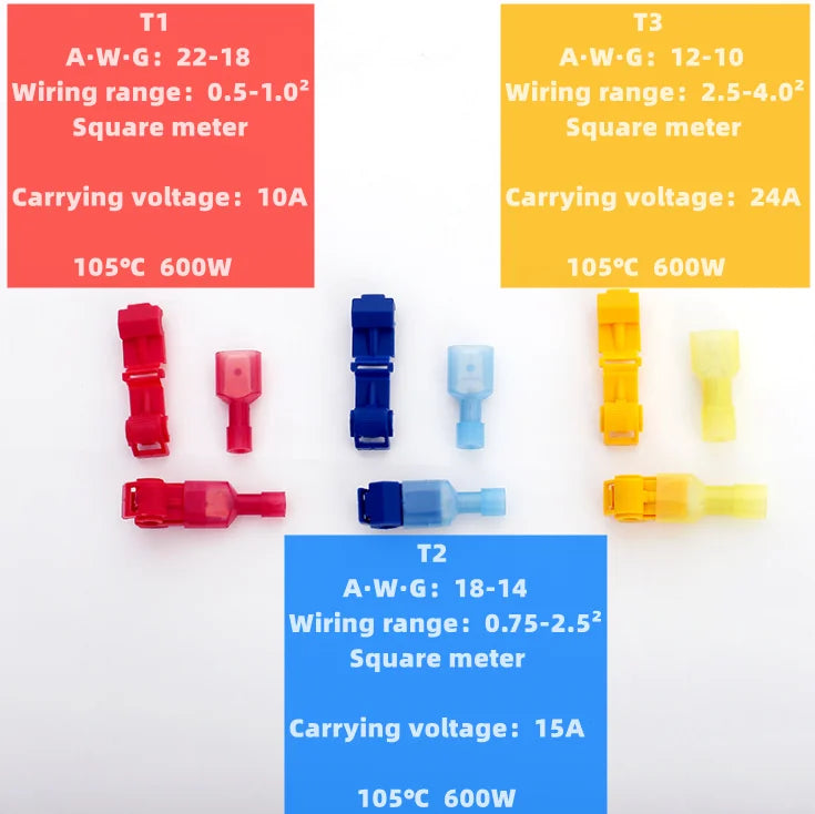 20pcs red T-shaped terminal blocks, wire and cable connection clamps, quick and non-stripping plugs, cable connectors Home