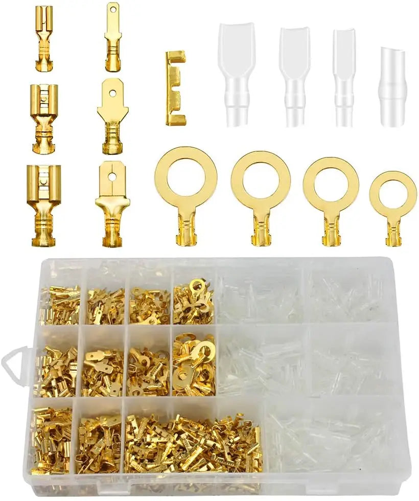 Male Female Wire Box Insulated Cable Macho Connector 2.8/6.3mm Electrical Crimp Terminals Termin Spade Connectors Assorted Kit