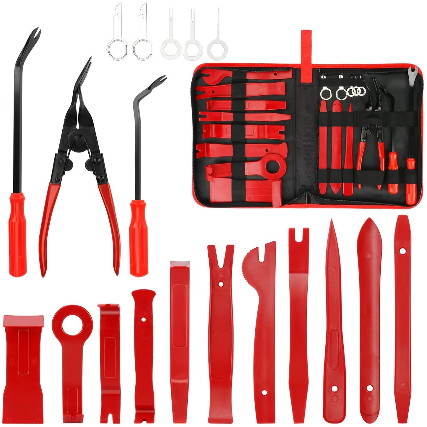 Kit d'outils de dépose de garniture de voiture, panneau automatique, tableau de bord, audio, radio, installateur, réparation, outils de levier, retrait de fixation avec sac de rangement