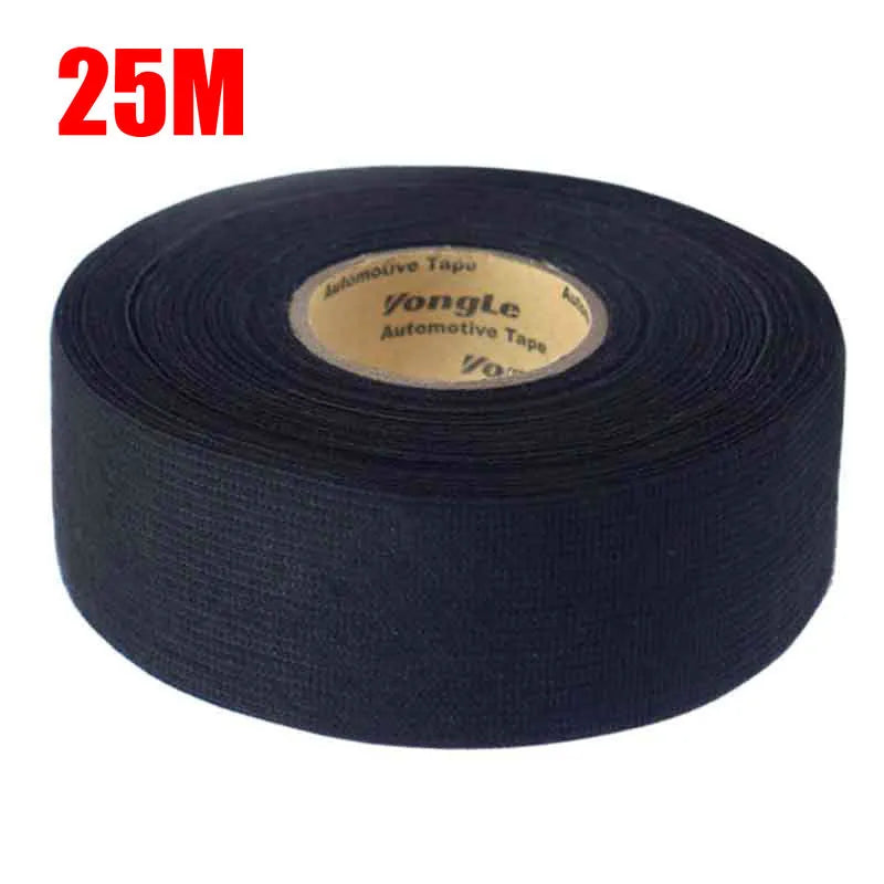 A Roll 25M Adhesive Cloth Fabric Tape Cable Looms Wiring Harness For Car Auto Black Wiring Harness - ToolFlx