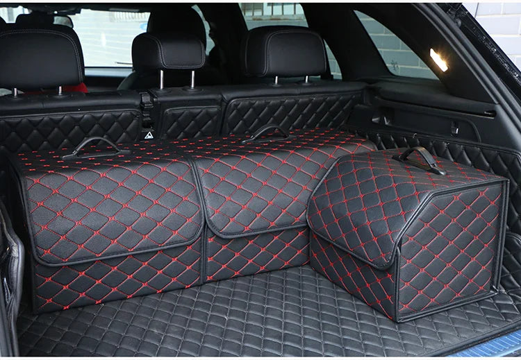 Car Trunk Organizer Box Large Capacity Auto Multiuse Tools Storage Bag Stowing Tidying Leather Folding For Emergency Storage Box