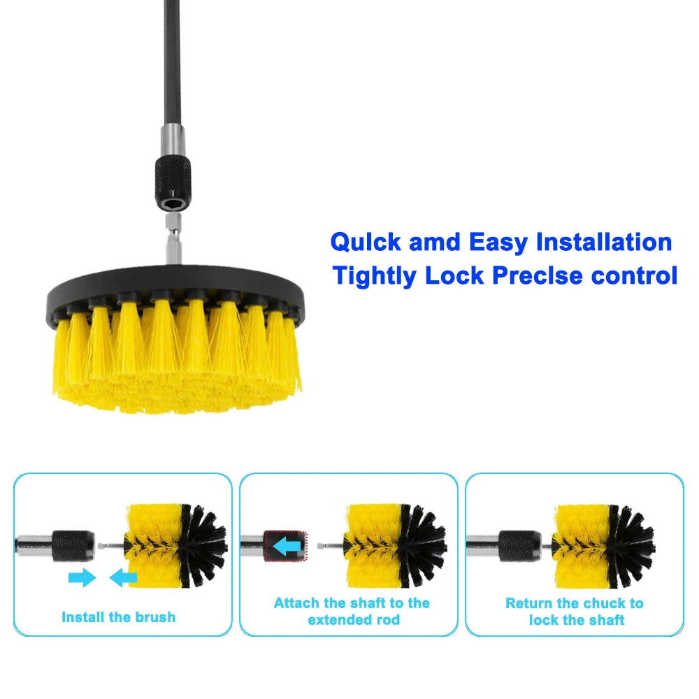 12/4 Pcs Electric Drill Brush Kit scrubber Cleaning Brush For Carpet Glass Car Kitchen Bathroom toilet Cleaning Tools household - ToolFlx