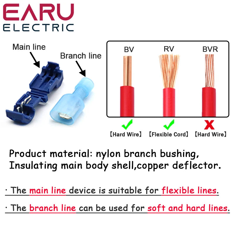 Lot de 10/20/30/40/50 connecteurs T-Tap pour câbles électriques rapides, bornes de fil à sertir étanches 