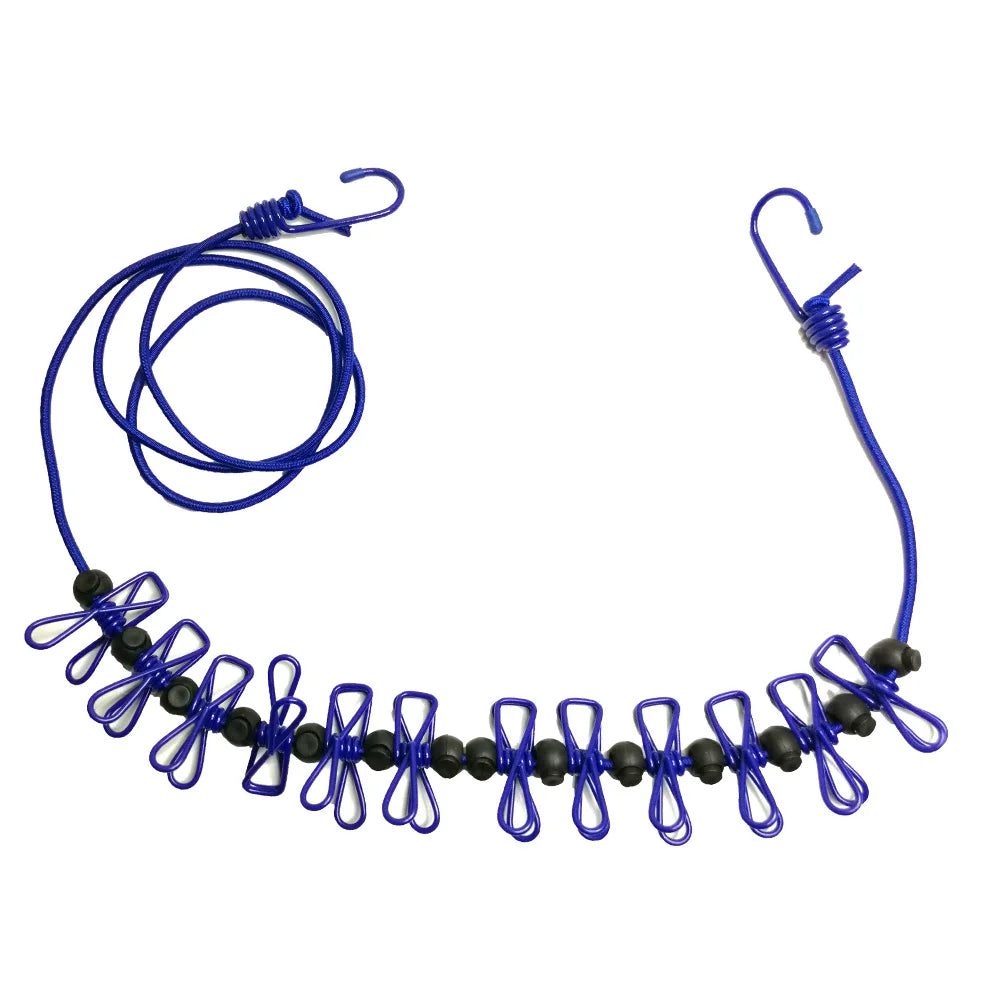 Corde à linge extensible antidérapante pour camping en plein air de 4 m avec 12 clips, corde à linge extensible pour voyage, corde à linge suspendue pour sécher le linge 