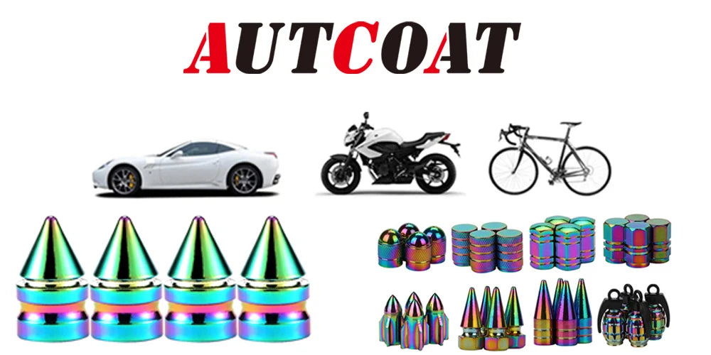 AUTCOAT 4Pcs/Set Multicolor Tire Valve Stem Caps, Universal Stem Covers for Cars, SUVs, Bike and Bicycle, Trucks, Motorcycles