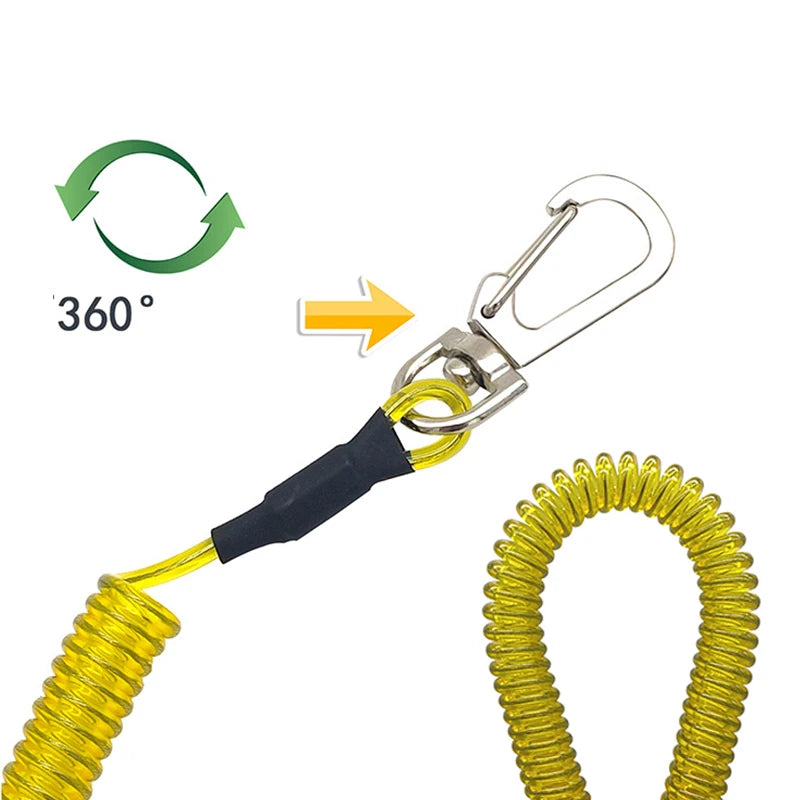 1,2/2/3 m Max Stretch Spiral Schlüsselanhänger Elastisches Federseil Anti-Verlust Telefon Schlüsselanhänger Metallkarabiner für Outdoor Angeln Lanyards 