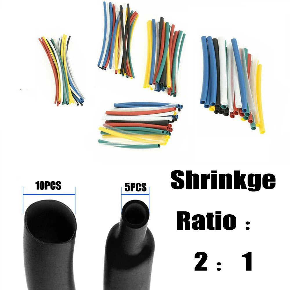 127/164PCS Assorted Electrical Wire Terminals Insulated Crimp Connector Spade Ring Set Heat Shrink Sleeving Tube Wire