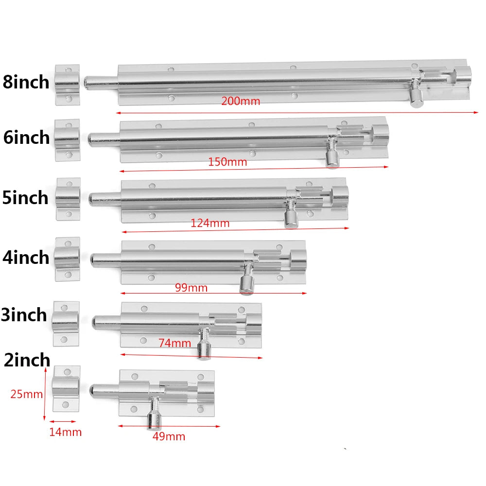 2-8" Window Catch Lock Door Lock Buckle Heavy Duty Large Garden Gate Shed Sliding Door Tower Bolt Latch Catch Home Hardware
