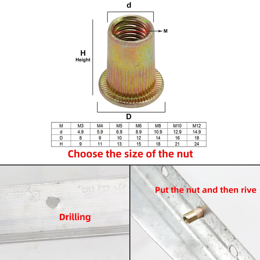 Hand Rivet Nut Gun Head nuts Rivet nut tool Manual Riveter Rivnut Tool Accessory for Nuts M3 M4 M5 M6 M8 M10 Simple installation