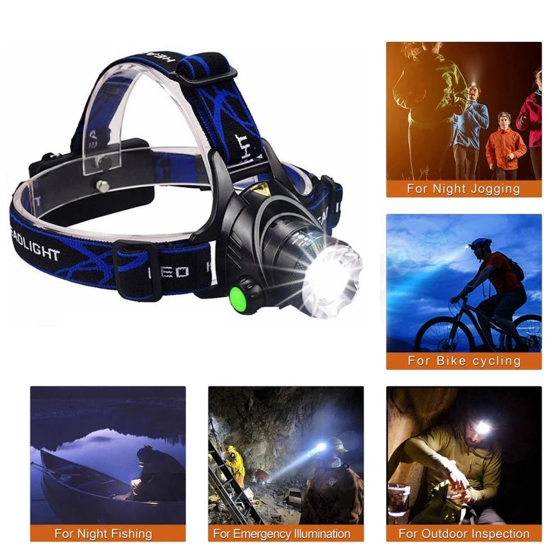 Headlamps Led Headlamp L2 Zoomable Headlight Head Torch Flashlight Head lamp by 18650 battery for Fishing Hunting