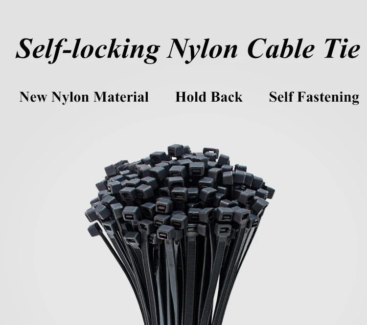 Self-locking plastic nylon tie 100PCS/bag  black Zip wraps strap nylon cable tie set  fastening ring  Loop Wire Wrap