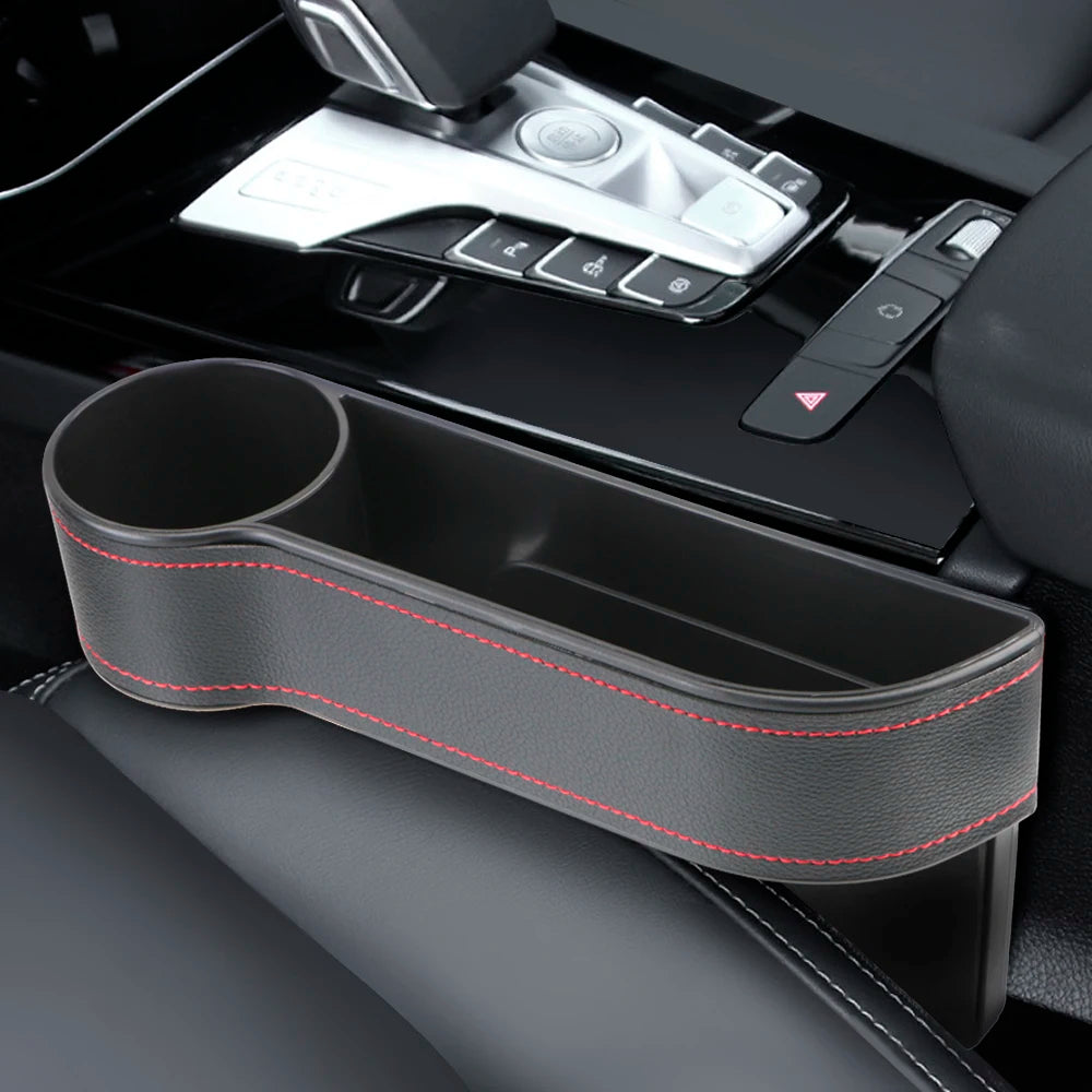 PU Leather Car Seat Gap Storage Box Universal Seat Gap Slit Box With Charging Hole Phone Bottle Keys Holder Box Auto Organizer