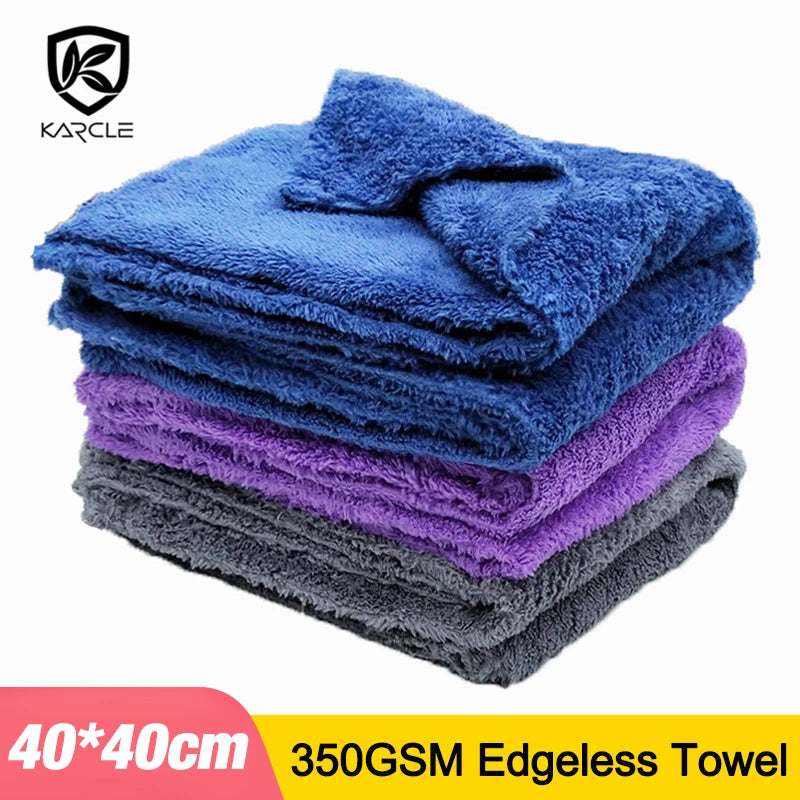 3/5/10pcs Car Wash Microfiber Towel Cleaning Drying Car Polishing Cloth Soft Edgeless Car Detailing Waxing Towel 40X40CM 350GSM