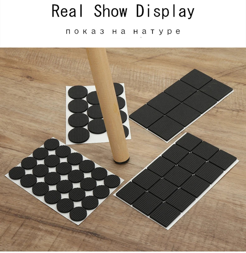 Rubber Pads For Chair Legs 1-24pcs Anti Slip Mat Bumper Damper Non-Slip Round Square Self Adhesive Table Feet Protector Hardware