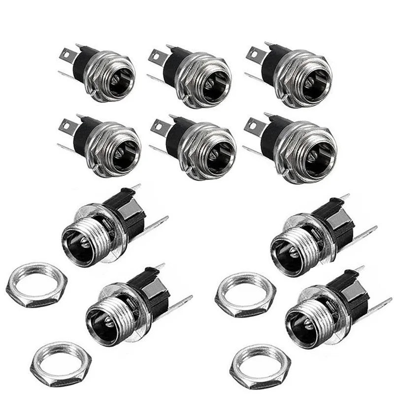 10 STÜCKE DC Stromanschluss pin 2,5x5,5mm Buchse + Stecker Buchse Adapter PCB Mount DIY Adapter Stecker 5,5x2,5 