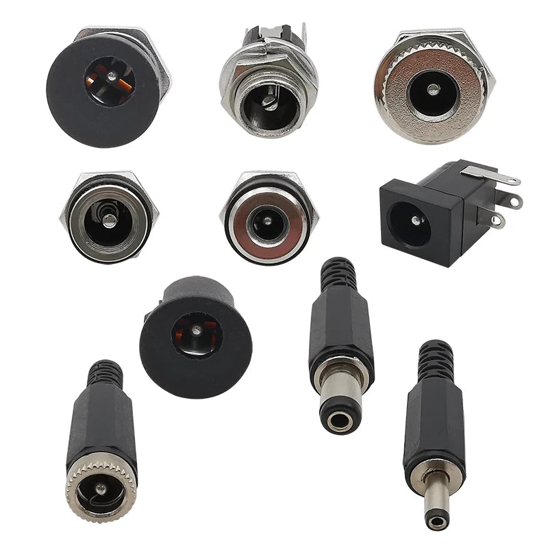 10 Stücke DC-Anschlüsse 5,5x2,1mm 3,5x1,3mm DC Netzstecker Männlich Weiblich Jack Buchse Mutter Panelmontage DC Netzteilanschluss 5,5*2,1 