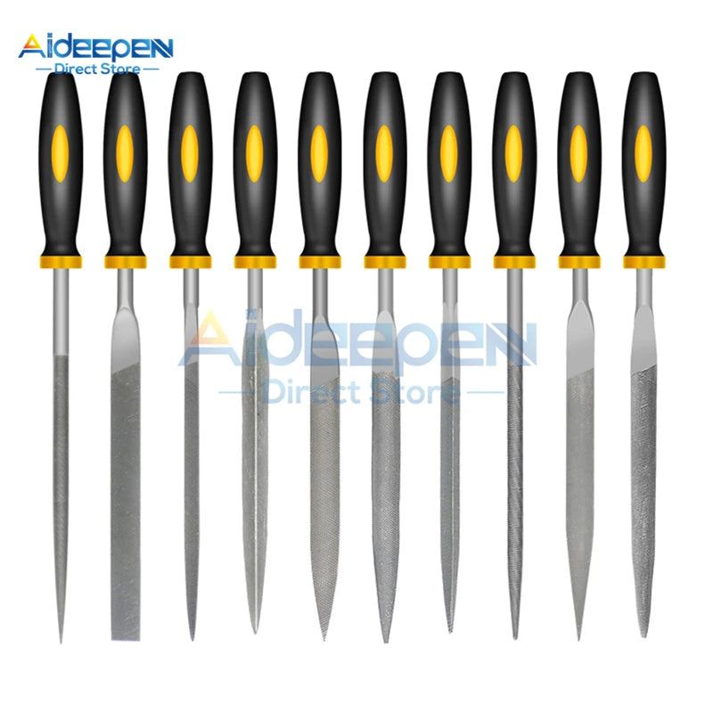 10 Pcs 3x140mm Needle File Set Hand Tools For Jeweler Wood Carving Craft Metal Glass Stone Stainless Steel Polishing Carving