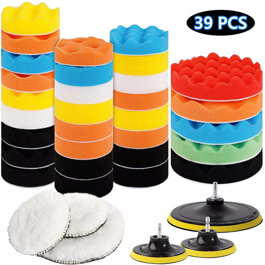 Car Polishing Sponge Pads Kit Foam Pad Buffer Kit Polishing Machine Wax Pads for Auto Motorcycle motor vehicle Removes Scratches - ToolFlx