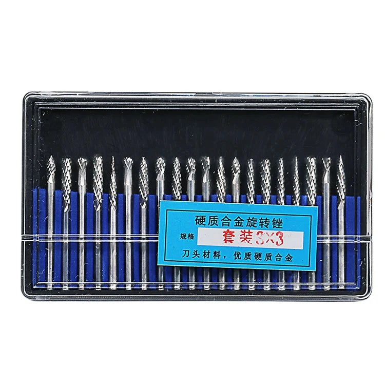 10pcs 20pcs 3mm 6mm Shank Tungsten Carbide Milling Cutter  File Burr Suit Reamer Tools Cut Set for Dremel