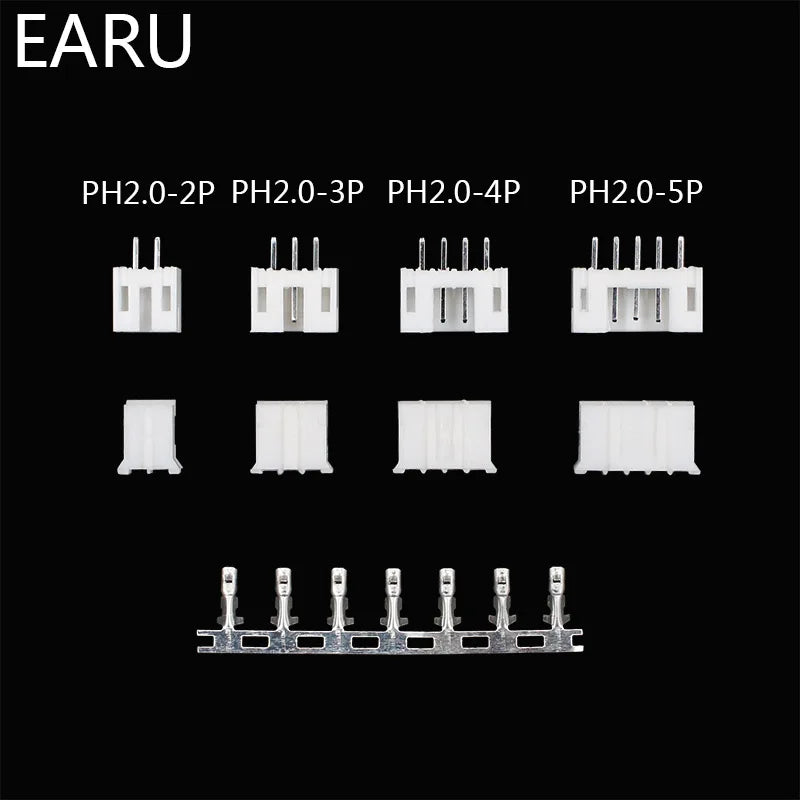 230 pièces XH2.54 PH2.0 2p 3p 4p 5 broches 2,54 mm 2,0 mm Kit de bornes à pas de 2,0 mm Boîtier Embase à broches Connecteur JST Connecteurs de fil Adaptateur 