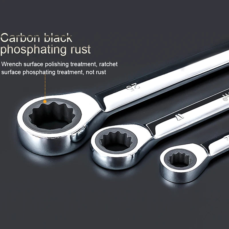 Ratchet Combination Metric Wrench Set Fine Tooth Gear Ring Torque and Socket Wrench Set Nut Tools for Repair