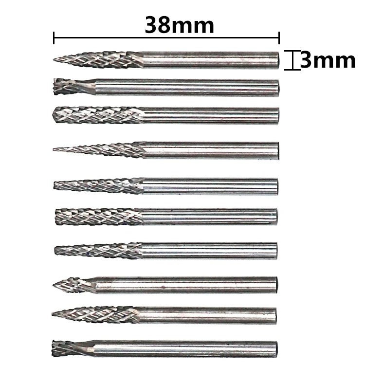 10pcs 20pcs 3mm 6mm Shank Tungsten Carbide Milling Cutter  File Burr Suit Reamer Tools Cut Set for Dremel