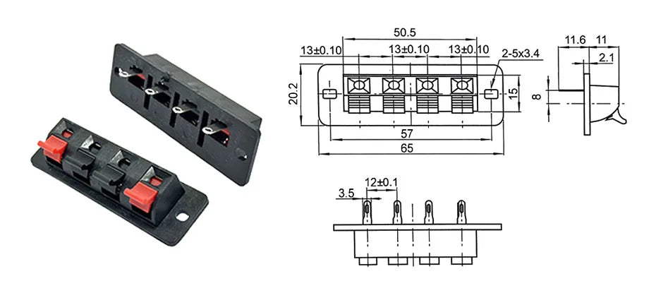 2pcs 6pcs 10pcs 2 3 4 Positions Connector Terminal Push In Jack Load Spring 4 Poles Audio Speaker Terminals Plug Socket Clip