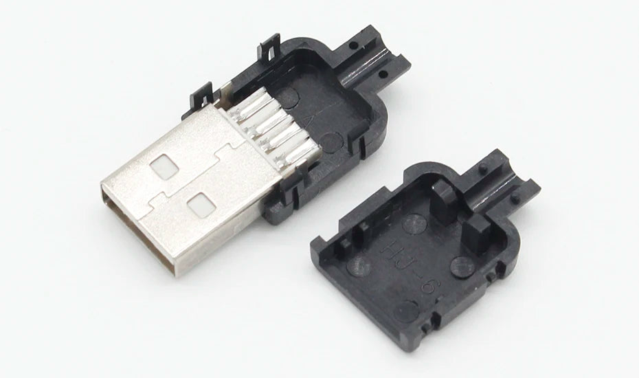 10 Sets DIY USB 2.0 Connector Plug A Type Male 4 Pin Assembly Adapter Socket Solder Type Black Plastic Shell For Data Connection