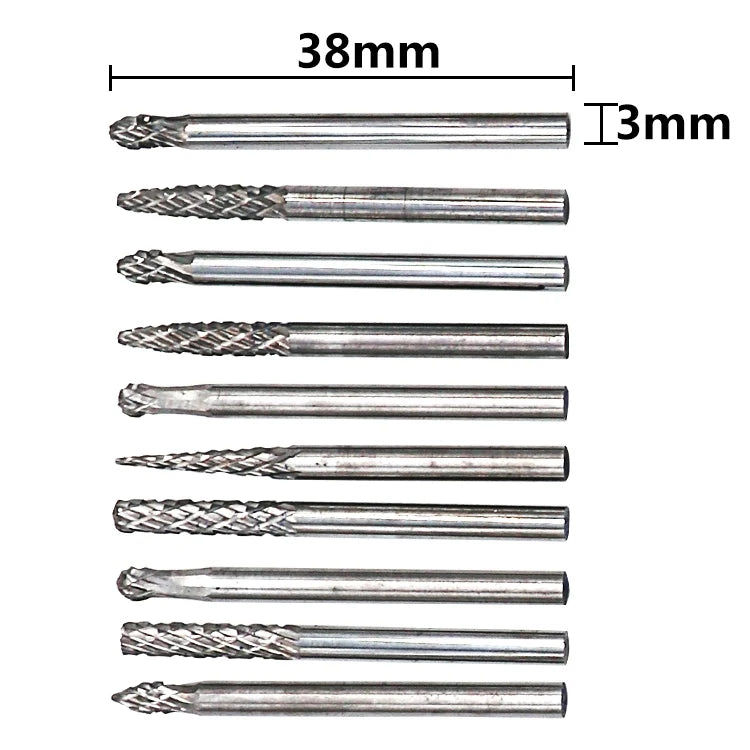 10pcs 20pcs 3mm 6mm Shank Tungsten Carbide Milling Cutter  File Burr Suit Reamer Tools Cut Set for Dremel