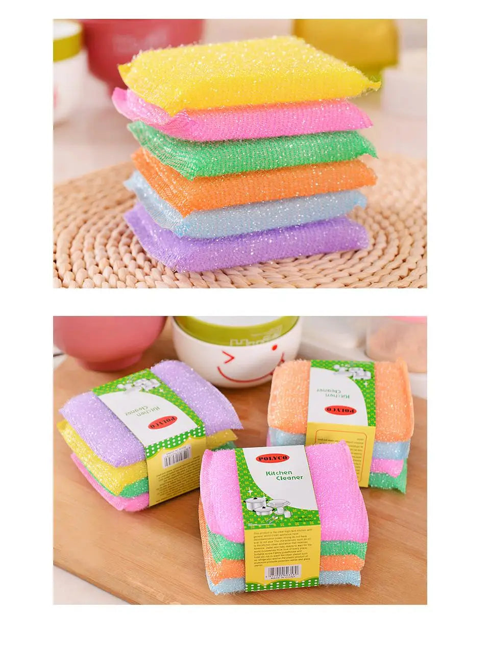 Kitchen nonstick oil scouring pad oil cleaning cloth washing cloth to wash cloth towel brush bowl cloth sponge 4 pcs