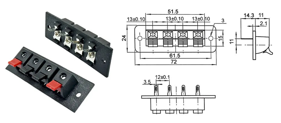 2pcs 6pcs 10pcs 2 3 4 Positions Connector Terminal Push In Jack Load Spring 4 Poles Audio Speaker Terminals Plug Socket Clip