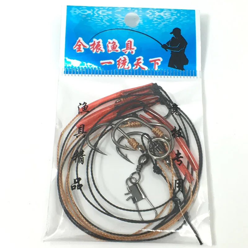 KMRESA High Carbon Steel Fishing Hooks with 5 Small Hooks Rigs Swivel Fishing Lures Pesca Lure String Hooks 5#-14#