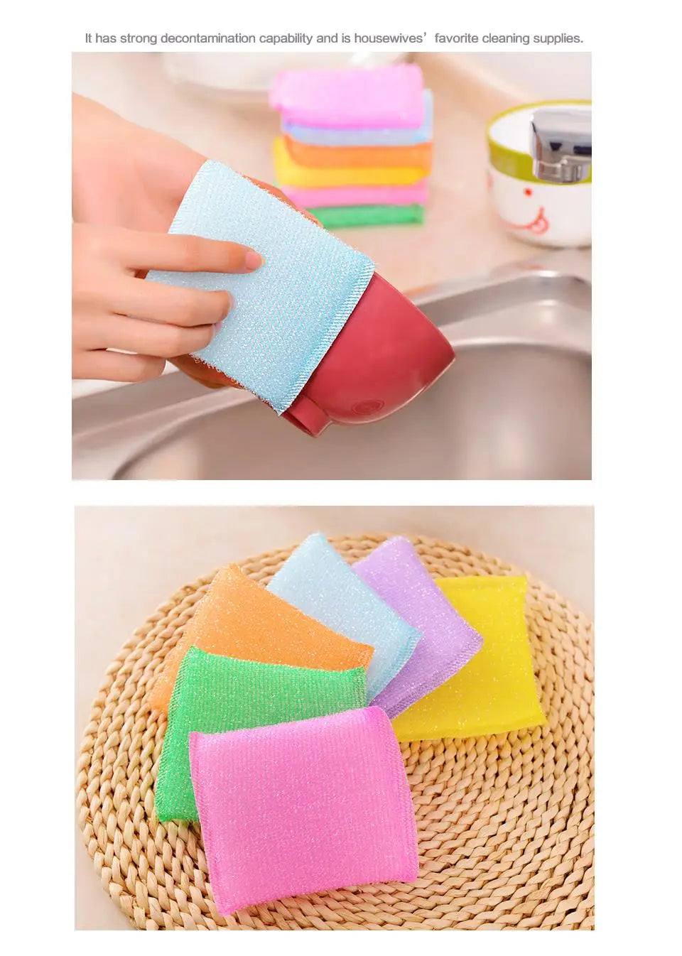 Kitchen nonstick oil scouring pad oil cleaning cloth washing cloth to wash cloth towel brush bowl cloth sponge 4 pcs