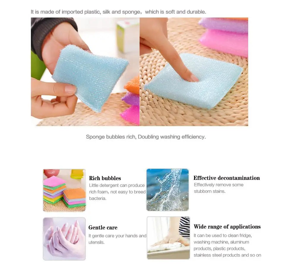 Kitchen nonstick oil scouring pad oil cleaning cloth washing cloth to wash cloth towel brush bowl cloth sponge 4 pcs