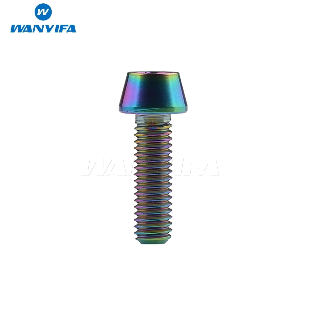 Wanyifa Titanium Bolt M5 x 9 16 18 20 25 30 35 40 45 50 55 60mm Allen Key Taper Head Bolt Screw for Bicycle Stem Seatpost