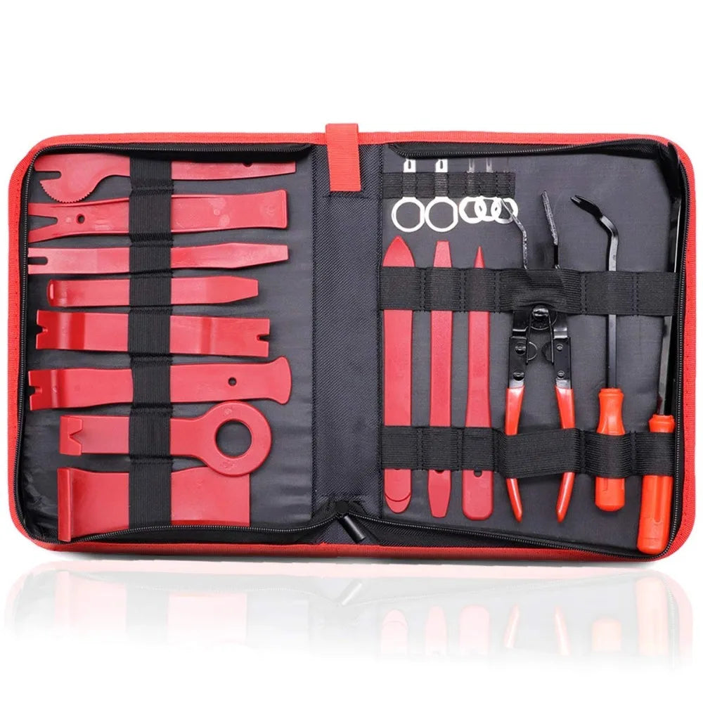 Car Trim Removal Tools Kit Auto Panel Dash Audio Radio Removal Installer Repair Pry Tools Kit Fastener Removal with Storage bag