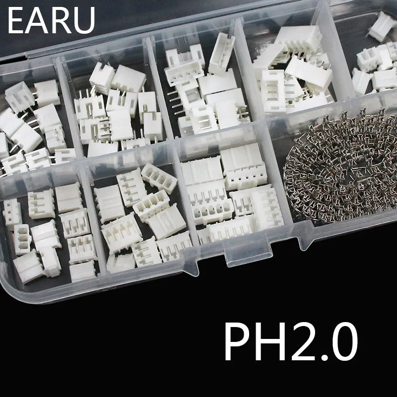 230pcs XH2.54 PH2.0 2p 3p 4p 5 pin 2.54mm 2.0mm Pitch Terminal Kit Housing Pin Header JST Connector Wire Connectors Adaptor