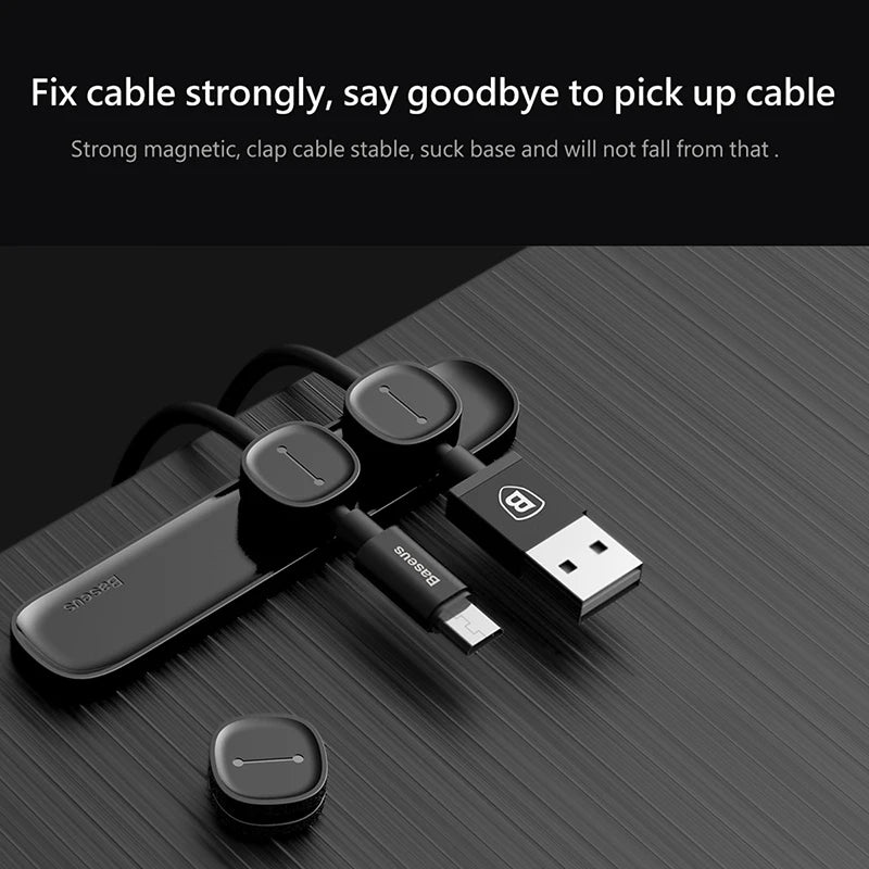 Baseus Magnetic protector Cable Clip Desktop Tidy Cable Organizer USB Charger Cable Holder Cable management