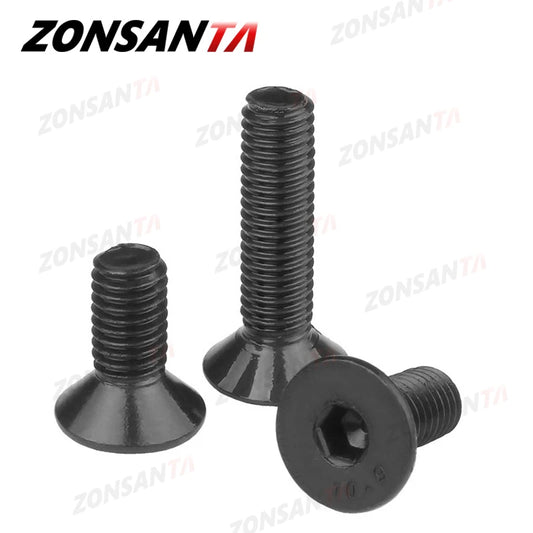 ZONSANTA M2 M2.5 M3 M4 M5 M6 Din7991 Carbon steel Bolt DIY Hexagon Hex Socket Flat Head Countersunk Screw Black Furniture screws