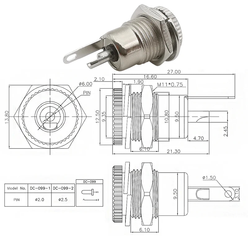 10 Stücke DC-Anschlüsse 5,5x2,1mm 3,5x1,3mm DC Netzstecker Männlich Weiblich Jack Buchse Mutter Panelmontage DC Netzteilanschluss 5,5*2,1 