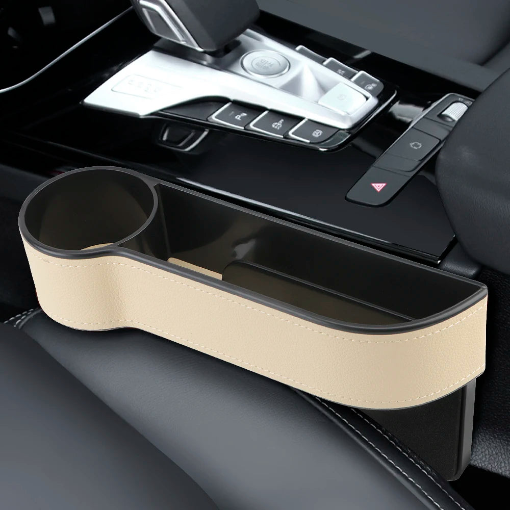 PU Leather Car Seat Gap Storage Box Universal Seat Gap Slit Box With Charging Hole Phone Bottle Keys Holder Box Auto Organizer