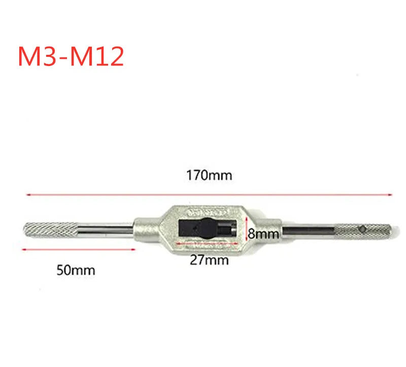 Verstellbarer Hand-Gewindebohrerhalter, M1-M8-Gewinde, metrischer Griff, Gewindebohrer-Reibahle, Werkzeugzubehör für Gewindebohrer und Schneideisensatz, Windeisen 