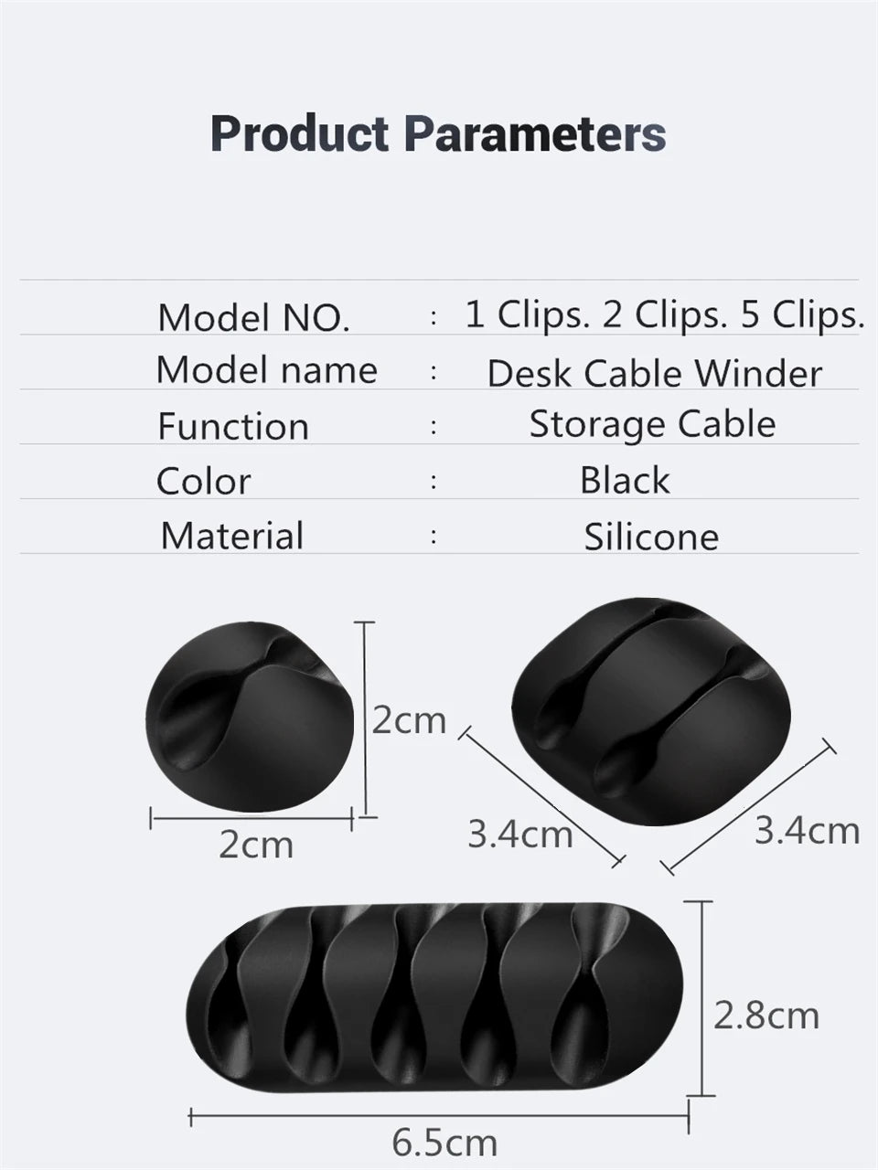 2021 NOUVEAU Organisateur de câble USB Enrouleur de câble en silicone Clips de gestion de bureau Support de câble pour souris Casque Organisateur de fil 