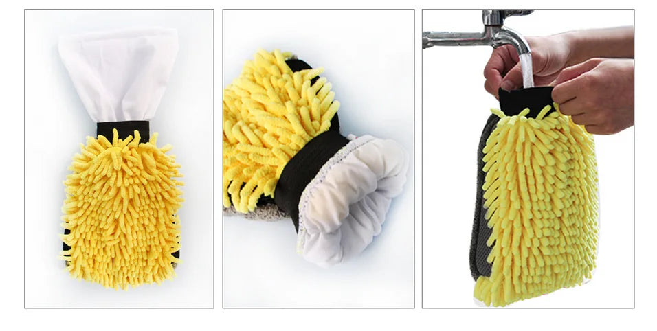 1PCS Waterproof Car Wash Microfiber Chenille Gloves Thick Car Cleaning Mitt Wax Detailing Brush Auto Care Double-faced Glove