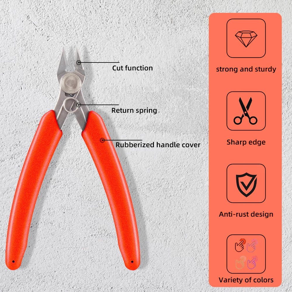 Mini coupe-fil multi-styles, pince diagonale, petit coupe-fil, pince électronique, fils, poignée en caoutchouc isolante, modèle d'outils à main, bricolage 
